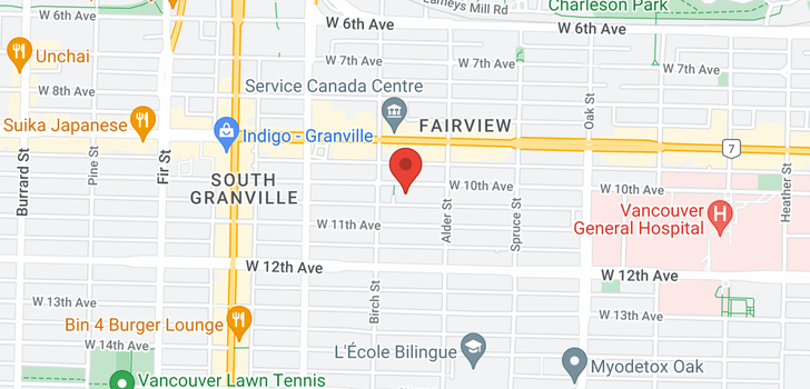 map of 308 1260 W 10TH AVENUE